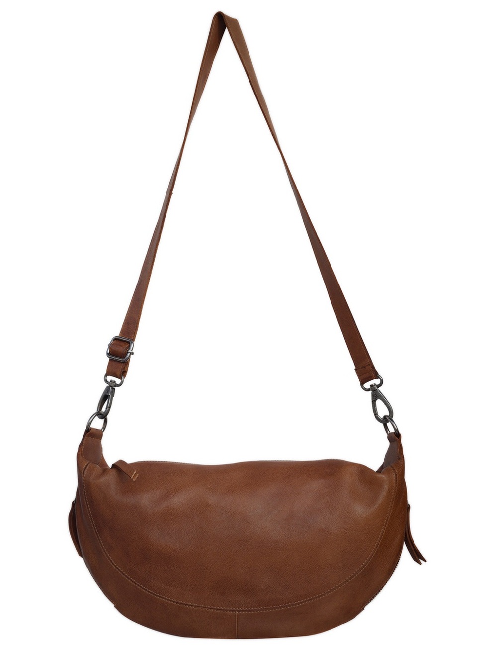 Latico Callie Cognac Leather Sling Crossbody Shoulder Bag + extra webbed strap